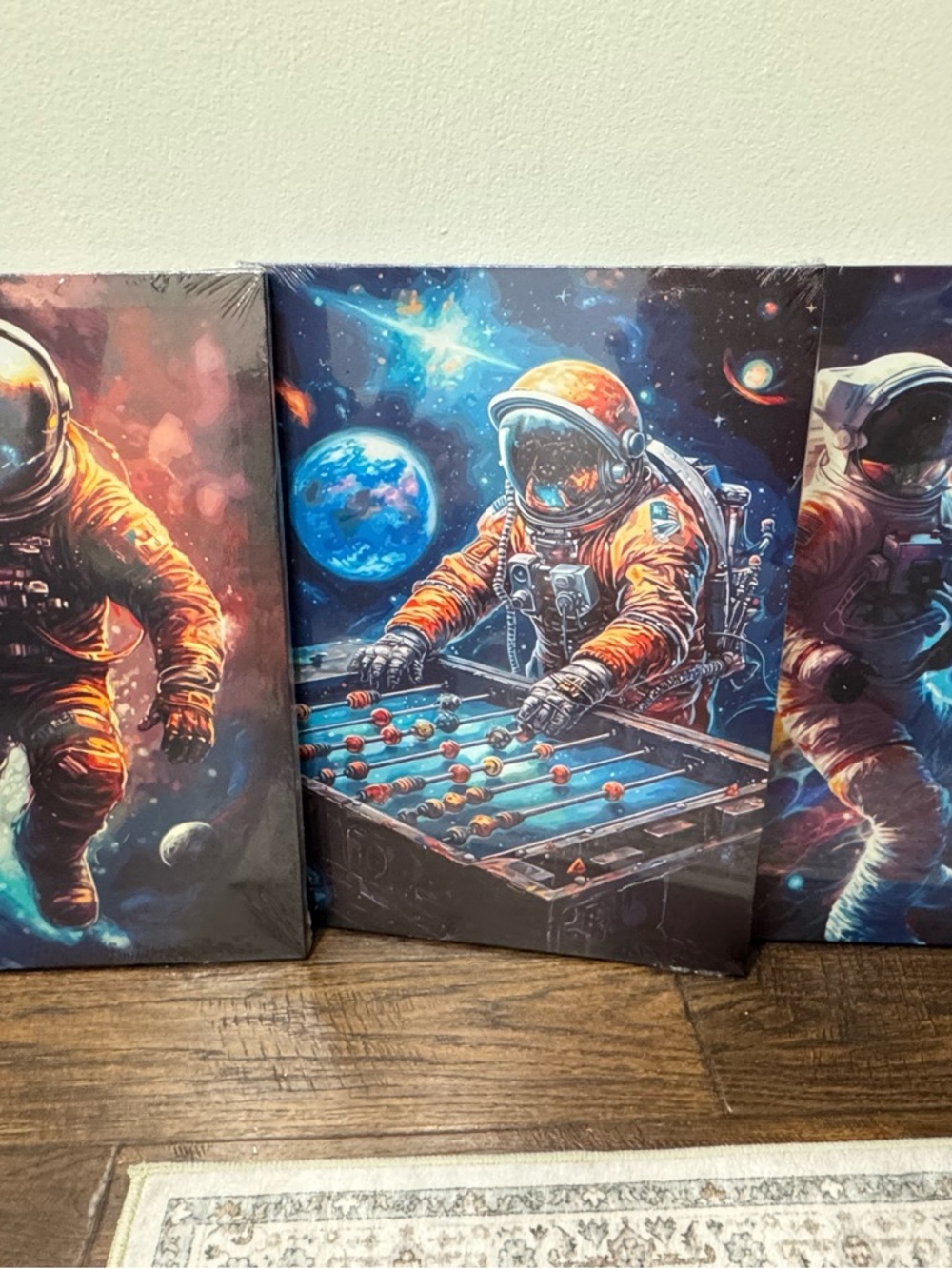 3pcs Astronaut Wall of Art, Boy Room, Bedroom Decoration, 16”x12”, New